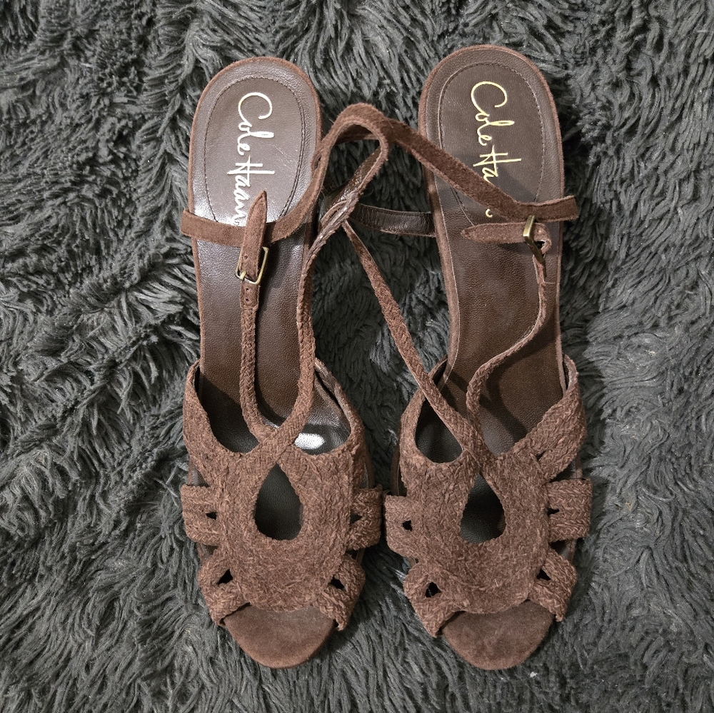 Cole Haan | Grayce Suede Dark Mocha Slingback Heels SZ 9